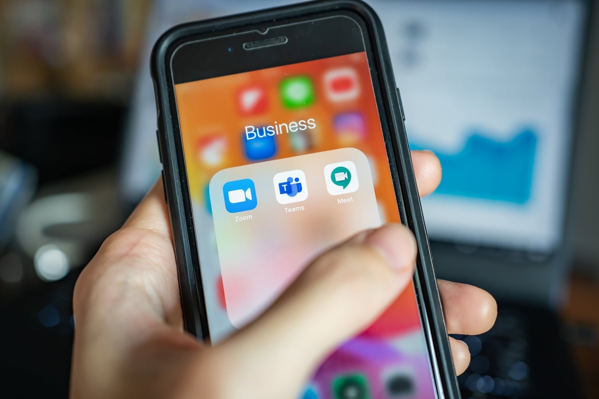 Microsoft Teams meeting interface on smartphone showing enterprise collaboration features