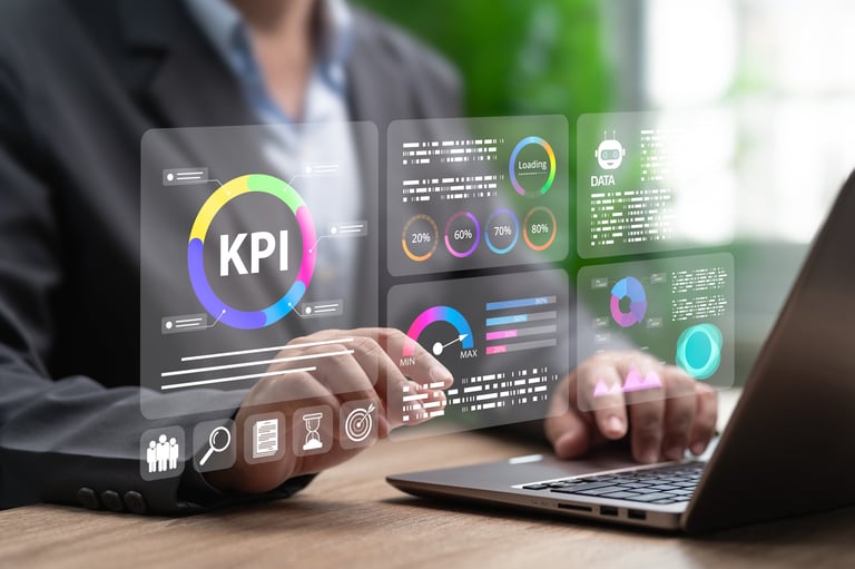 KPI data analysis and business performance metrics dashboard concept